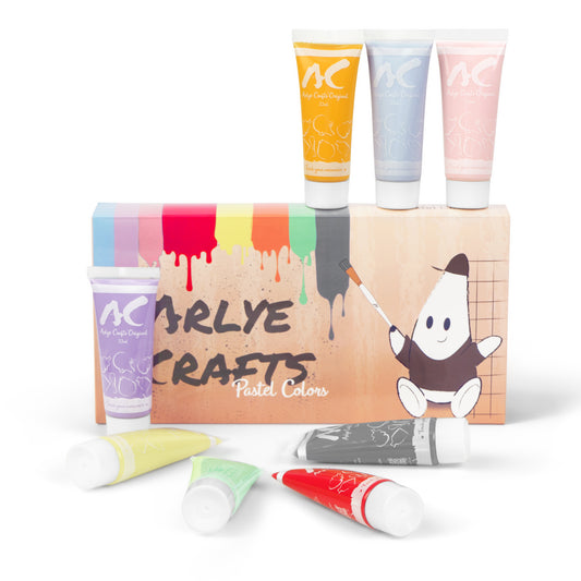 Acrylfarben Set Pastell – 8x 22ml Acrylfarbe zum Keramik & Ton bemalen | Malfarben für DIY Bastelset, Töpfer Set Kinder & Erwachsene, kreative Pastellfarben