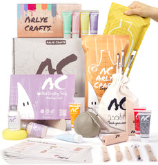 Arlye Crafts Töpferset für Zuhause ohne Brennen – 2 kg lufttrocknender Ton mit Acrylfarben Set, Werkzeug & Anleitung – DIY Keramik Bastelset für Anfänger, Kinder & Erwachsene Geschenk