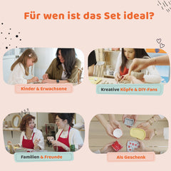 Arlye Crafts Töpferset für Zuhause ohne Brennen – 2 kg lufttrocknender Ton mit Acrylfarben Set, Werkzeug & Anleitung – DIY Keramik Bastelset für Anfänger, Kinder & Erwachsene Geschenk